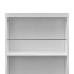 vidaXL Table de bar MDF avec casier à bouteilles Blanc haut brillance