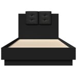 vidaXL Cadre de lit avec tête de lit et lumières LED noir 90x200 cm