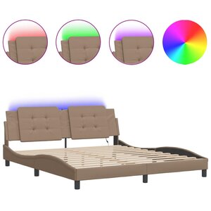 vidaXL Cadre de lit avec LED sans matelas Zadar cappuccino 180x200 cm