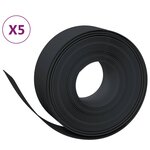 vidaXL Bordures de jardin 5 Pièces noir 10 m 20 cm polyéthylène