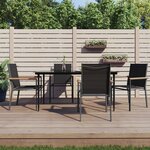 vidaXL Ensemble à manger de jardin 5 Pièces noir textilène et acier