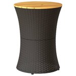 vidaXL Table d'appoint de jardin forme tambour noir rotin bois massif