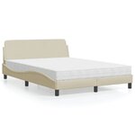 vidaXL Lit avec matelas crème 120x200 cm tissu