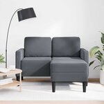 vidaXL Canapé 2 places avec méridienne en L gris foncé 125 cm velours