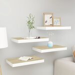 vidaXL Étagères flottantes 4 Pièces Chêne et blanc 40x23x3 8 cm MDF