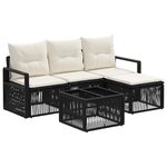 vidaXL Ensemble de canapé de jardin 5 Pièces Noir polyrotin