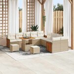 vidaXL Ensemble de canapé de jardin 13 Pièces Beige et crème