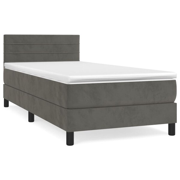 vidaXL Sommier à lattes de lit avec matelas Gris foncé 100x200 cm