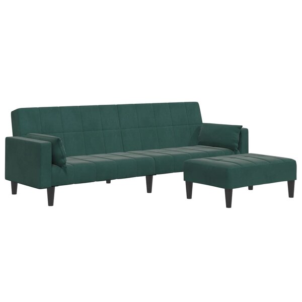vidaXL Canapé-lit à 2 places avec repose-pied vert foncé velours