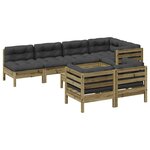 vidaXL Salon de jardin 8 Pièces avec coussins bois de pin imprégné