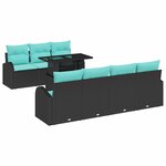 vidaXL Ensemble de canapé de jardin 8 Pièces Noir Poly Rattan