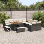 vidaXL Ensemble de canapé de jardin 13 Pièces Noir Poly rotin