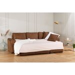 Canapé d'angle convertible réversible 4 places - Tissu Marron vintage - 244 x 151 x 90 -HAMILTON