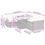 vidaXL Salon de jardin 9 Pièces avec coussins gris clair résine tressée