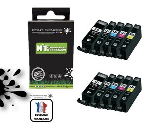 PGI-525 / CLI-526 - 2 X PACKS NOIR / NOIR PHOTO / CYAN / MAGENTA / JAUNE - Grande capacité