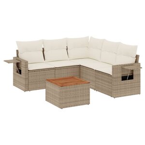 vidaXL Salon de jardin avec coussins 6 Pièces beige résine tressée