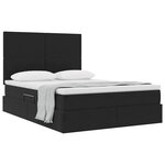 vidaXL Lit avec rangement et matelas Noir 140 x 200 cm Velours