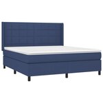 vidaXL Sommier à lattes de lit matelas et LED Bleu 180x200 cm Tissu