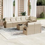 vidaXL Salon de jardin avec coussins 9 Pièces beige résine tressée