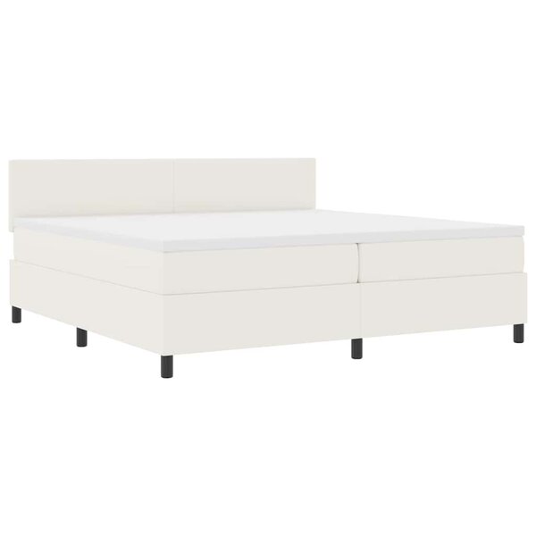 vidaXL Lit à ressort LED avec tête de lit Crème et Blanc 200 x 200 cm