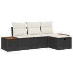 vidaXL Ensemble de 4 canapés de jardin avec coussins noir en rotin