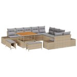 vidaXL Ensemble de canapé de jardin 13 Pièces Beige  Gris clair