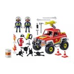 PLAYMOBIL 71824 - Action Heroes Véhicule de pompiers avec bidon d'essence enflammé