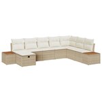 vidaXL Ensemble de canapé de jardin 8 pièces avec coussins Beige Poly Rotin