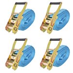 vidaXL Sangle d’arrimage à cliquet 4 Pièces 4 tonnes 8 m x 50 mm Bleu