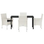 Ensemble de Salle à Manger de Jardin de 5 Pièces avec Coussins Rattan Poly Blanc