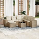 vidaXL Salon de jardin avec coussins 8 Pièces beige résine tressée