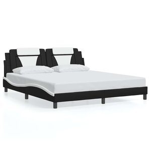 vidaXL Cadre de lit Viana sans matelas noir et blanc 180x200 cm similicuir