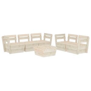 Salon de jardin meuble d'extérieur ensemble de mobilier palette 6 pièces bois d'épicéa imprégné 02_0018457