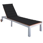 vidaXL Chaise longue avec coussin Bois d'acacia et acier galvanisé