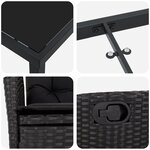 vidaXL Ensemble de salle à manger de jardin 7 pièces avec coussins Noir Rattan poly