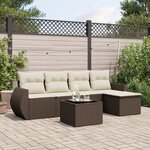 vidaXL Salon de jardin avec coussins 6 Pièces marron résine tressée