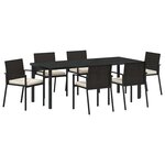 vidaXL Ensemble de salle à manger pour jardin 7 Pièces Noir