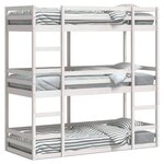 vidaXL Lit superposé triple blanc 90x200 cm bois de pin massif