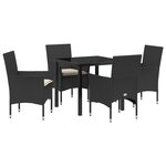 vidaXL Ensemble de salle à manger de jardin 5 pièces avec coussins en poly rotin noir