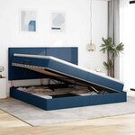 vidaXL Lit avec rangement et matelas Bleu 200 x 200 cm tissu
