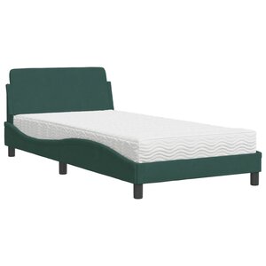 vidaXL Lit avec matelas Dover vert foncé 100x200 cm velours