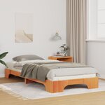 vidaXL Cadre de lit surélevé avec stockage Marron Bois massif en pin