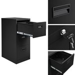 Armoire de bureau verrouillable étagère meuble 3 tiroirs noir 08_0000376