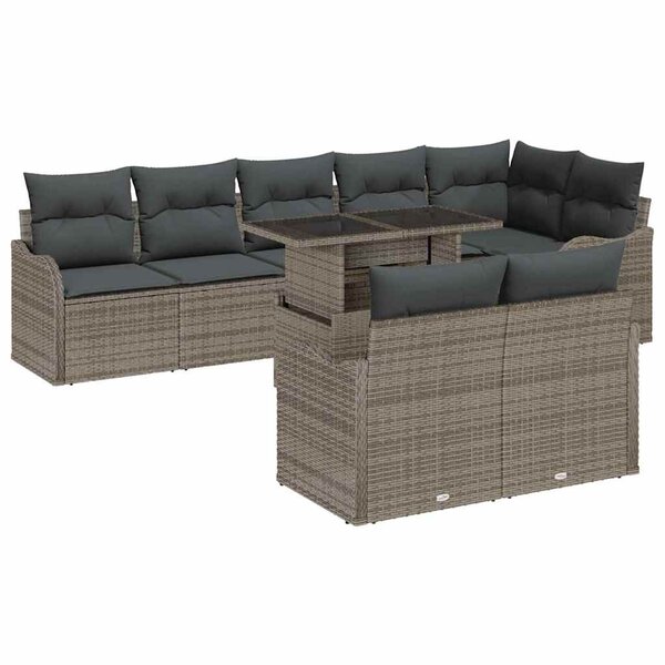 vidaXL Ensemble de canapé de jardin Manuel 9 Pièces Gris 100 x 55 x 73 cm