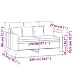 vidaXL Canapé à 2 places Gris clair 120 cm Tissu