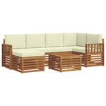 vidaXL Ensemble de canapés d'extérieur 7 pc Naturel et Crème Polyester
