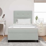 Lit à ressorts vidaXL avec matelas et lumière LED Gris clair 120x190 cm Velours