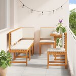Ensemble de jardin 6 pièces avec coussins en bois d'acacia