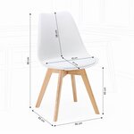 4 Chaises Blanches avec Pieds en Bois