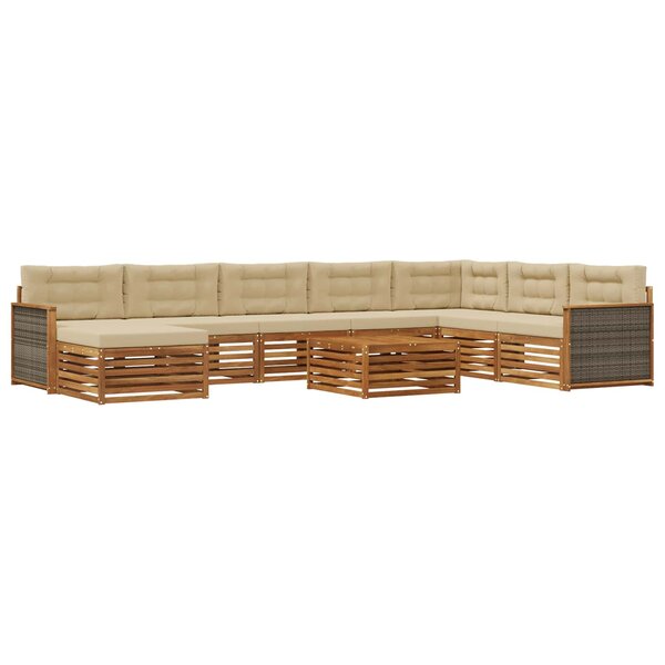 vidaXL Ensemble de canapés d'extérieur 9 pc Naturel et Beige
